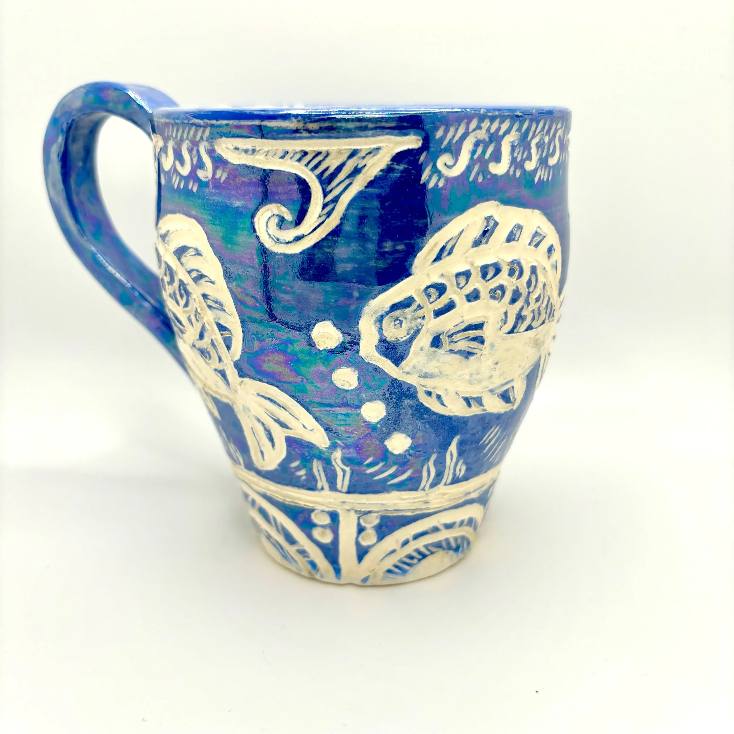 Blue fish cup