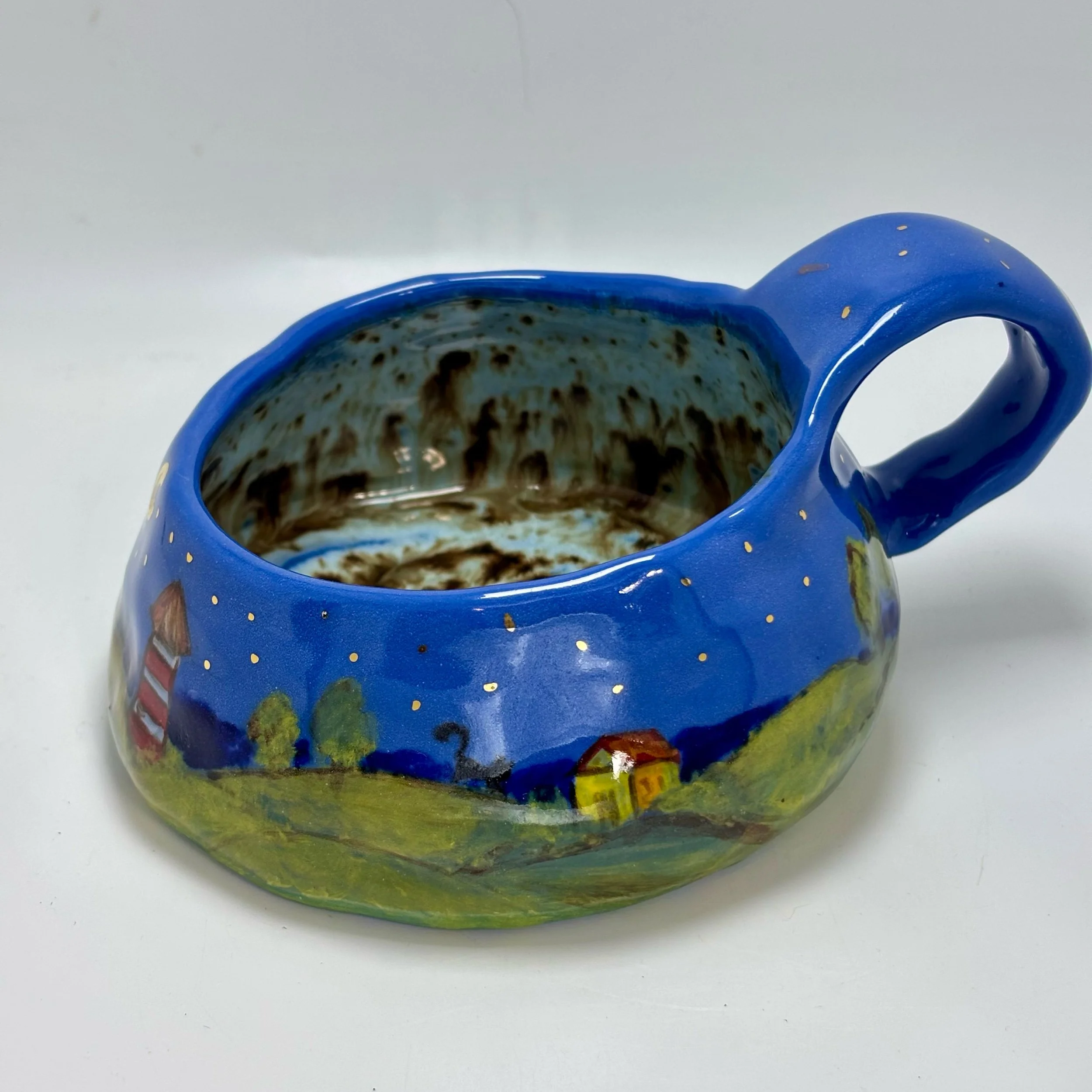Lighthouse and 3 cats coffee cup