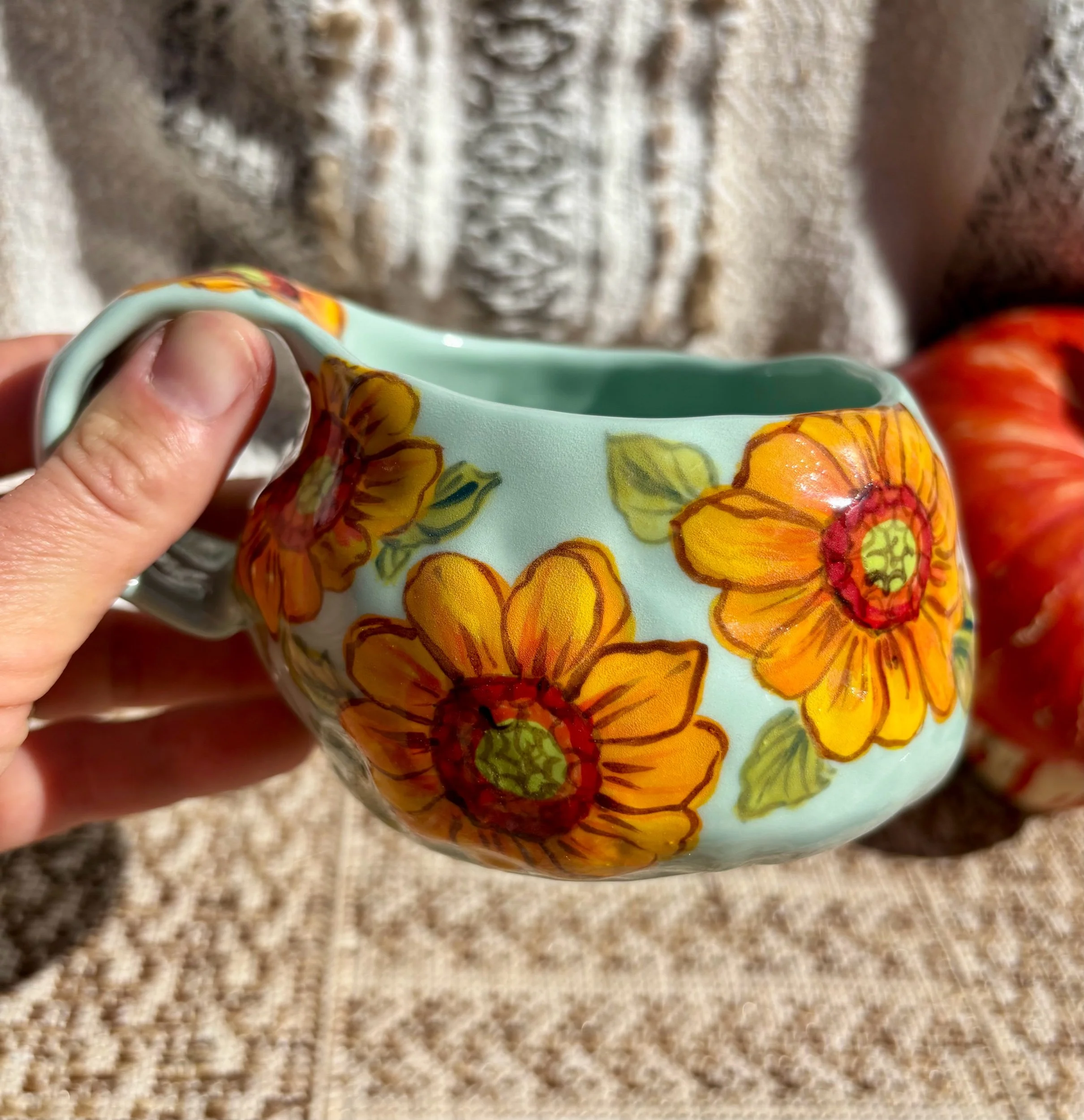 Orange sunflowers cup 1