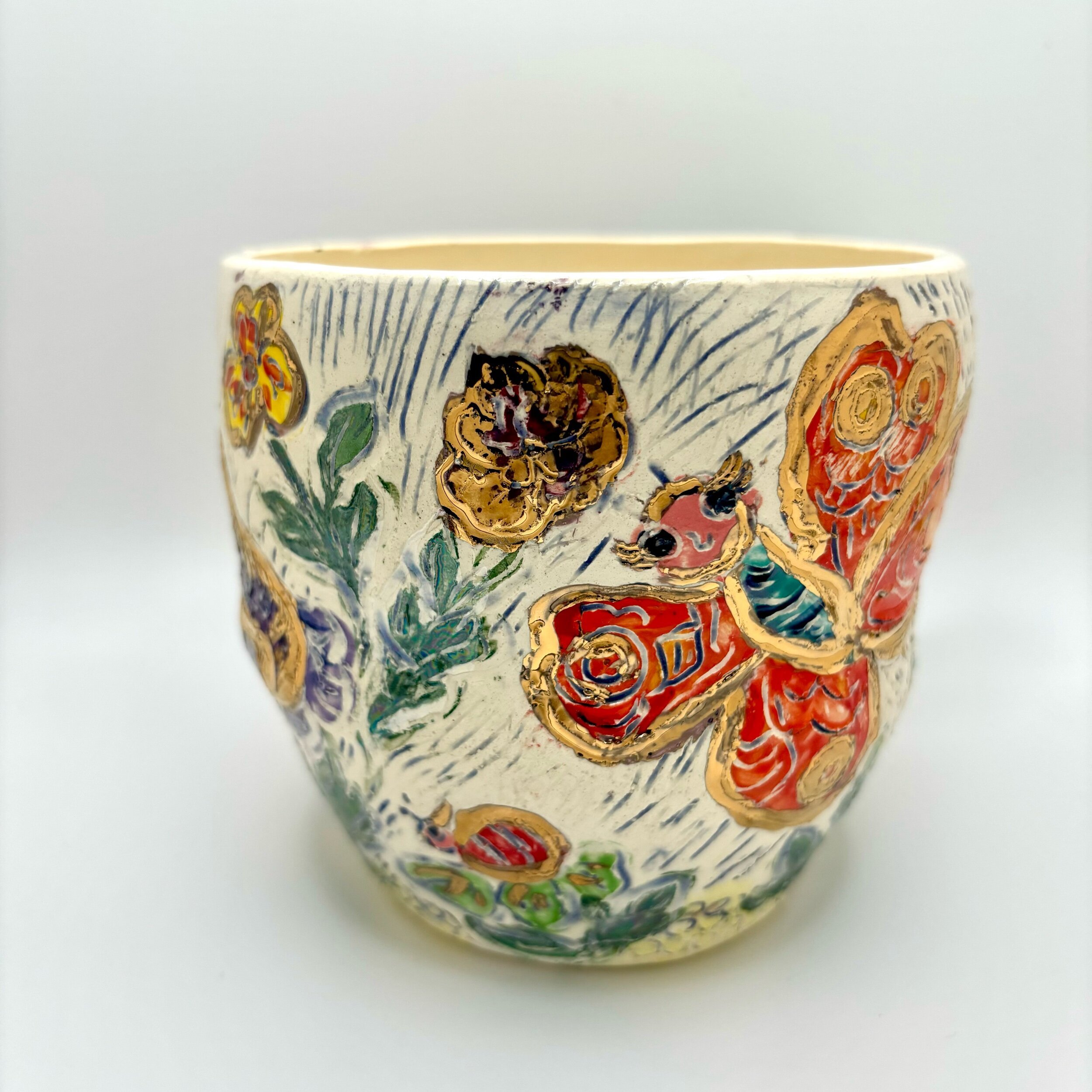 Red butterfly cup