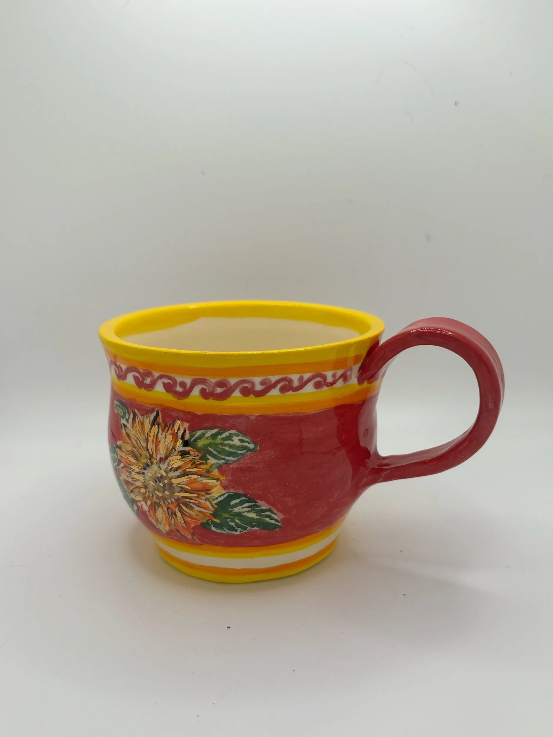 Red sunflowers cup