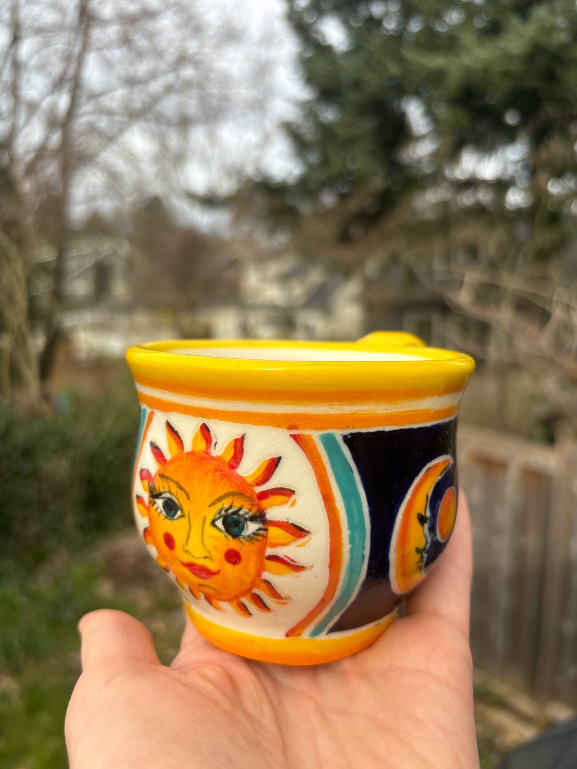 Sun on blue small espresso cup