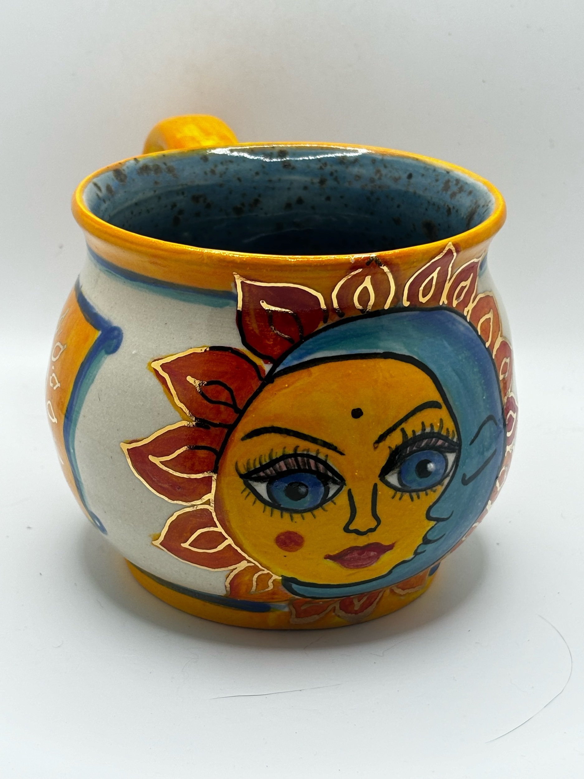 Yellow sun cup 2 with crustal glaze